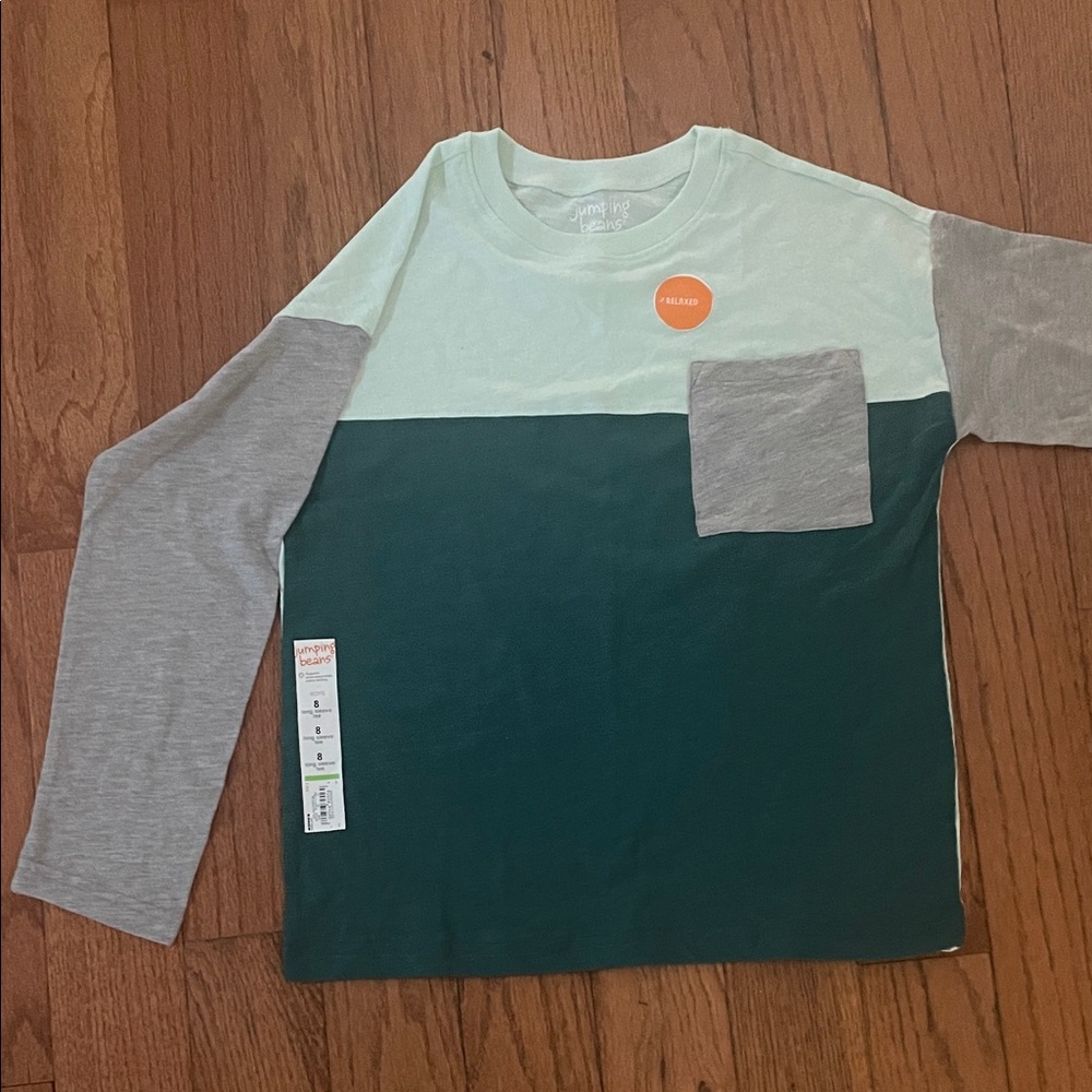Brand new Jumping Beans Green and Gray Long Sleeve Tee